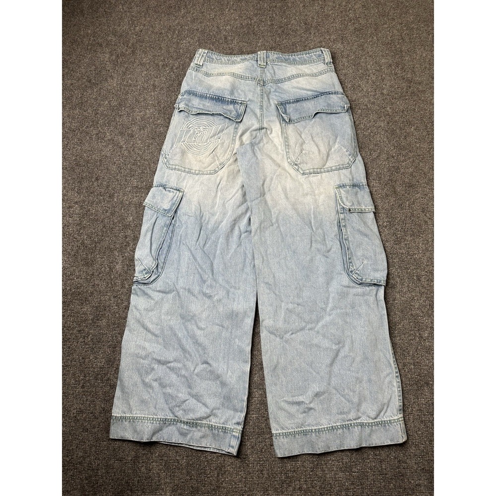 Mens Cargo Jeans A.Lab Mega Rave 26" Wide Leg Light Wash Made in China, Size 32